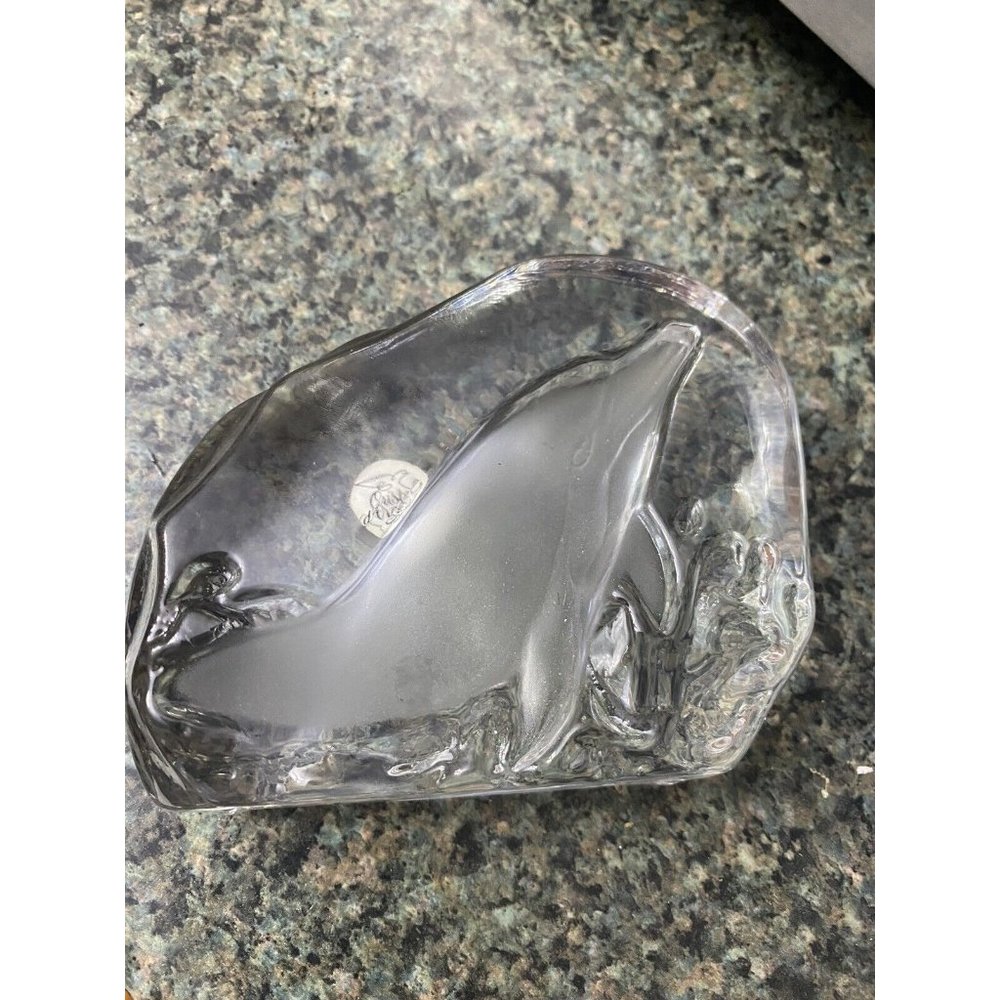 Garanti Cristal d’Arques 24% Lead Crystal Dolphin  Figurine Paper Weight, France